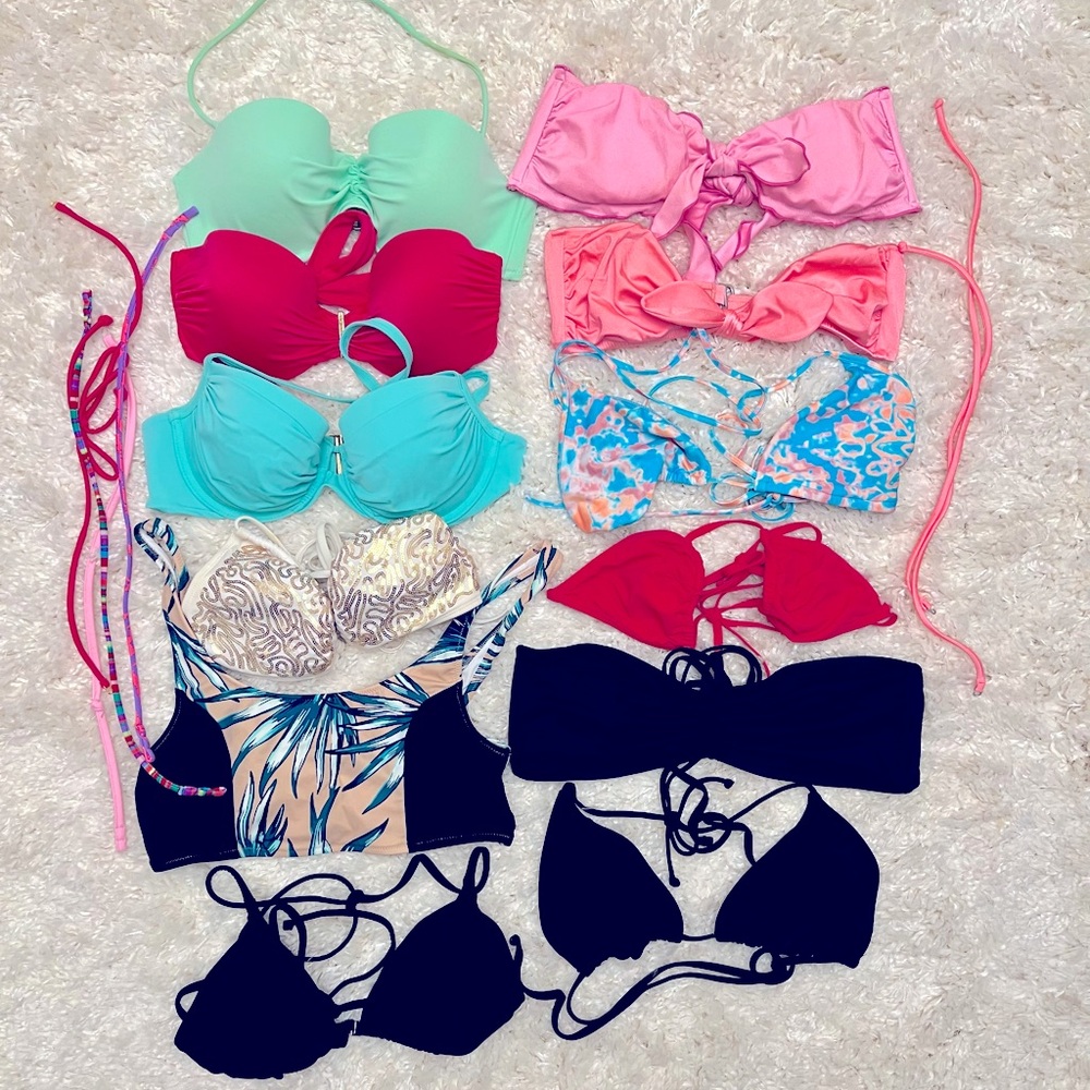 12 Tops/ 14 Bottoms. Mostly from Victoria’s Secret & Target. Large & Mediums.